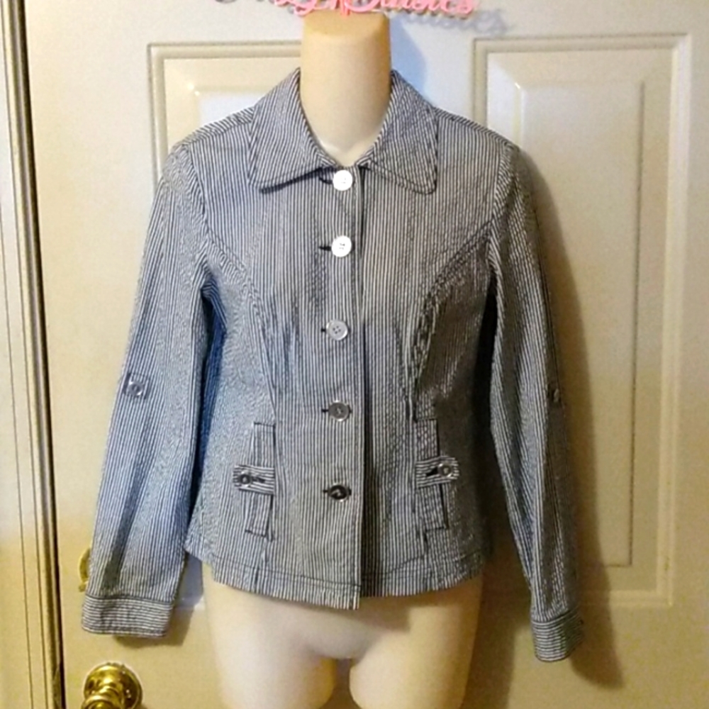 Seersucker tailored blazer jacket